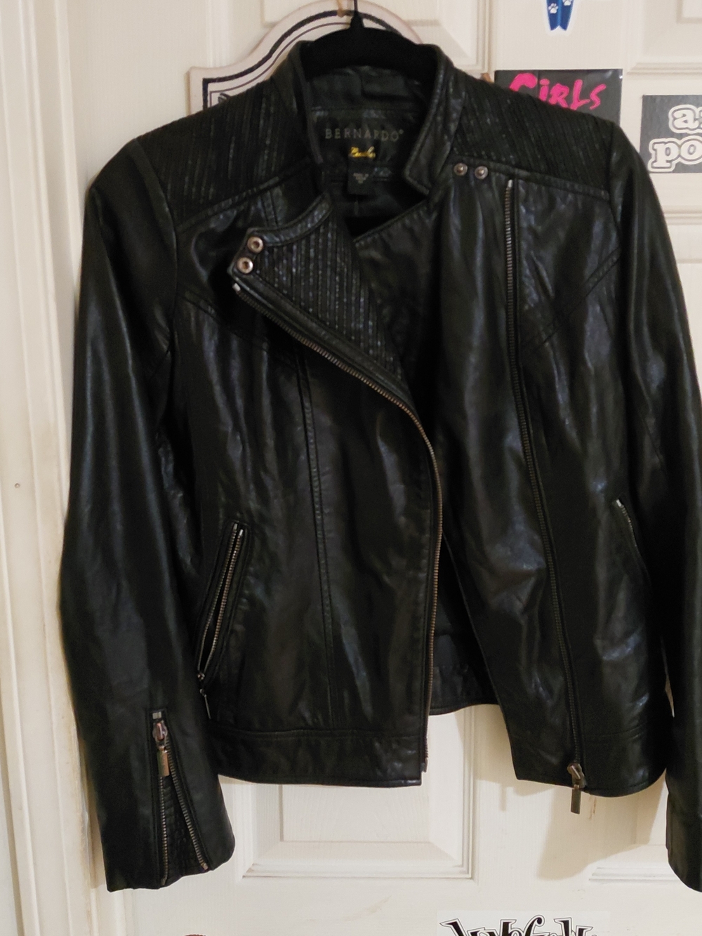 Bernardo Women's Black Faux Leather Moto Jacket